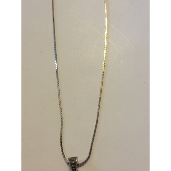 Vintage Estate Marcasite Cross Silver Tone Necklace Crucifix Religious Korea - Picture 9 of 10